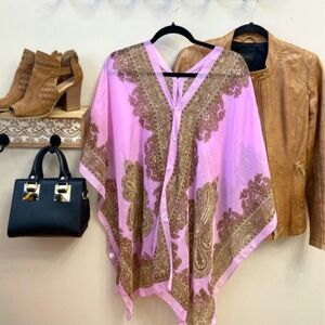 Fresh pink flowy summer poncho